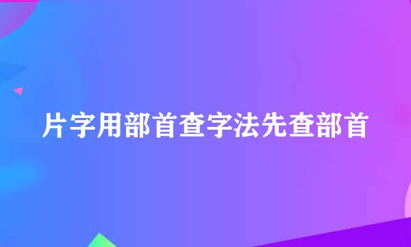 片字用部首查字法先查部首