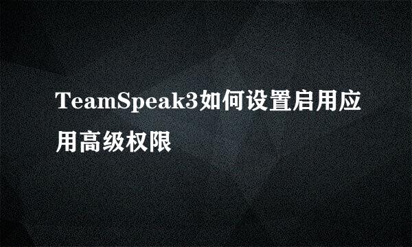 TeamSpeak3如何设置启用应用高级权限