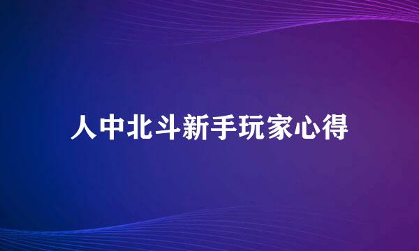 人中北斗新手玩家心得