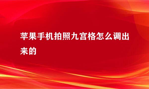 苹果手机拍照九宫格怎么调出来的