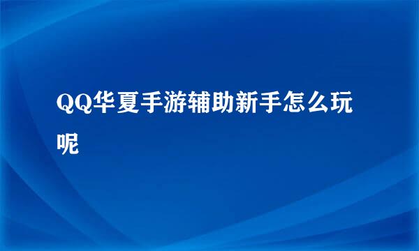 QQ华夏手游辅助新手怎么玩呢