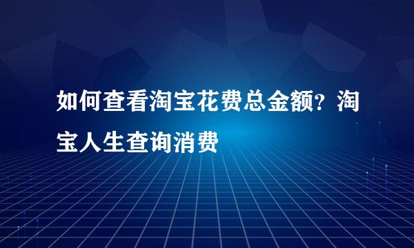 如何查看淘宝花费总金额？淘宝人生查询消费