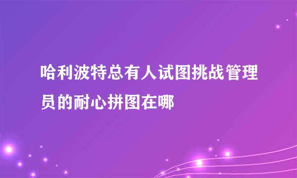 哈利波特总有人试图挑战管理员的耐心拼图在哪