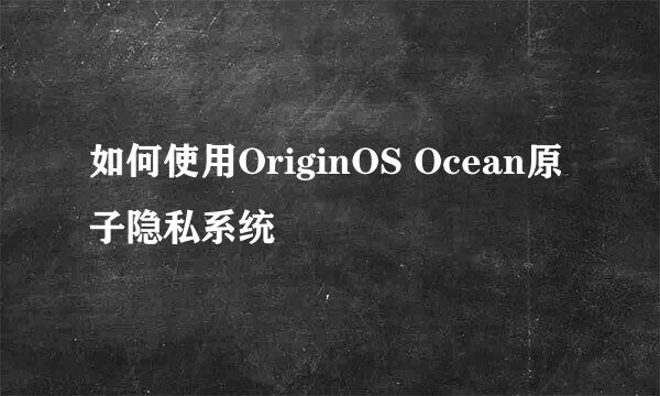 如何使用OriginOS Ocean原子隐私系统