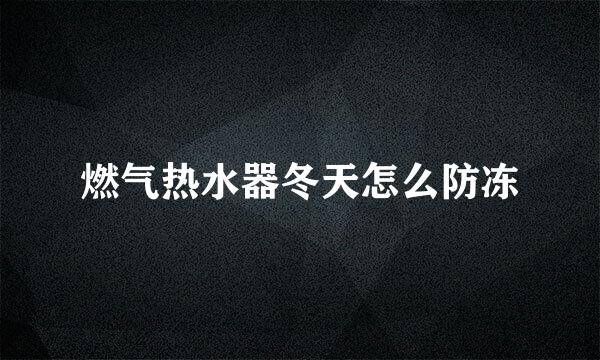 燃气热水器冬天怎么防冻