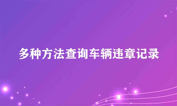 多种方法查询车辆违章记录