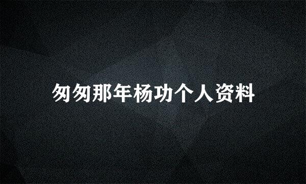 匆匆那年杨功个人资料