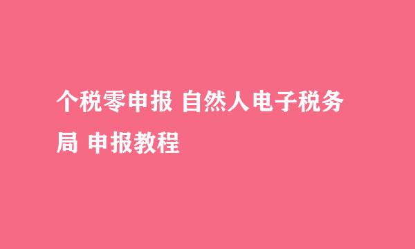 个税零申报 自然人电子税务局 申报教程