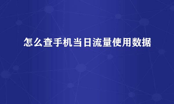 怎么查手机当日流量使用数据