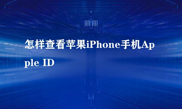 怎样查看苹果iPhone手机Apple ID