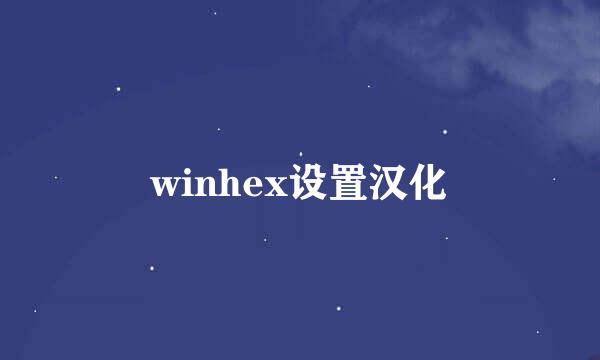 winhex设置汉化