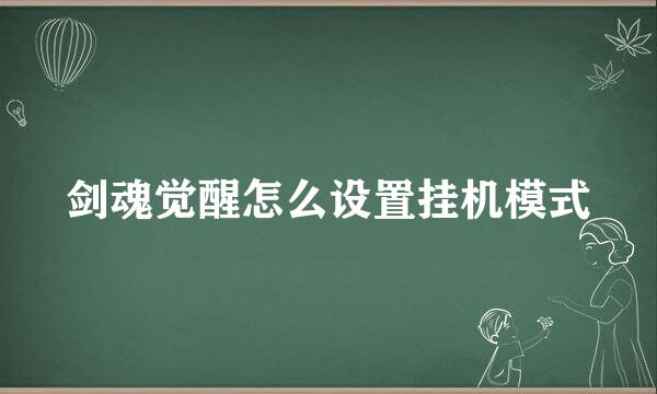 剑魂觉醒怎么设置挂机模式