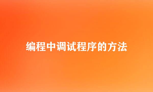 编程中调试程序的方法