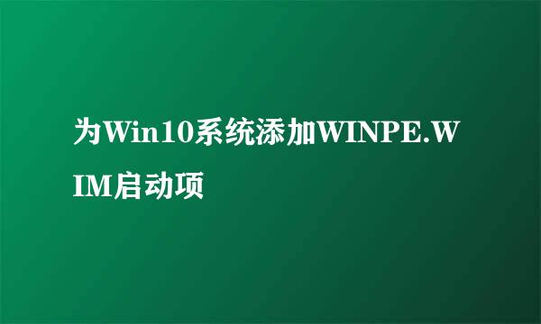 为Win10系统添加WINPE.WIM启动项