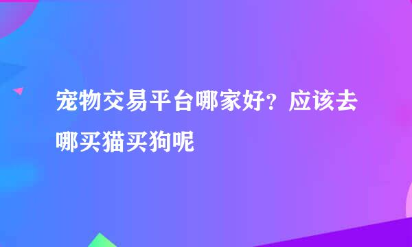 宠物交易平台哪家好？应该去哪买猫买狗呢