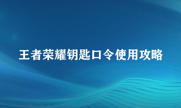 王者荣耀钥匙口令使用攻略