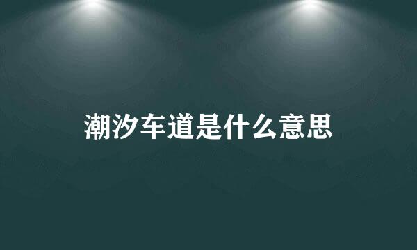 潮汐车道是什么意思