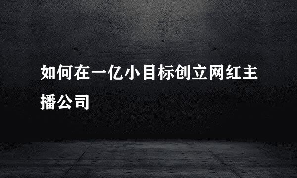 如何在一亿小目标创立网红主播公司