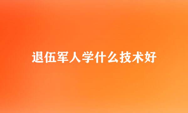 退伍军人学什么技术好