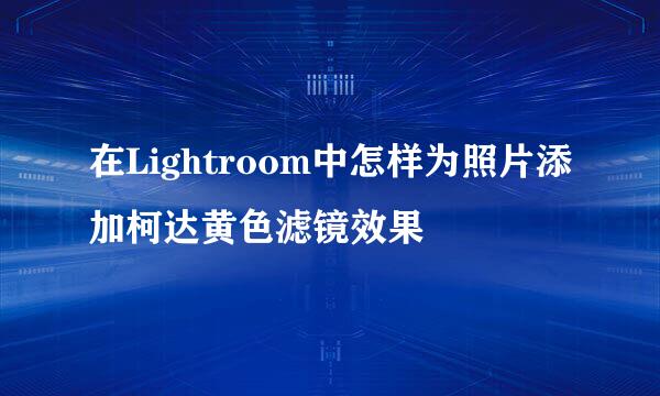 在Lightroom中怎样为照片添加柯达黄色滤镜效果