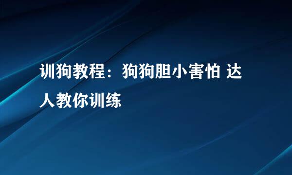 训狗教程：狗狗胆小害怕 达人教你训练