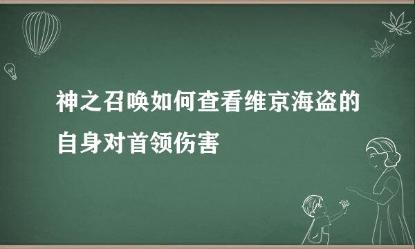 神之召唤如何查看维京海盗的自身对首领伤害