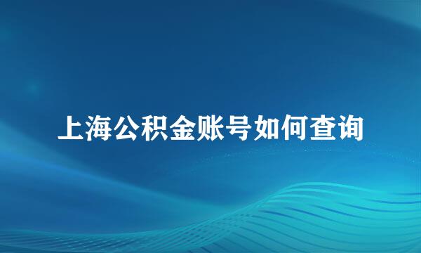 上海公积金账号如何查询