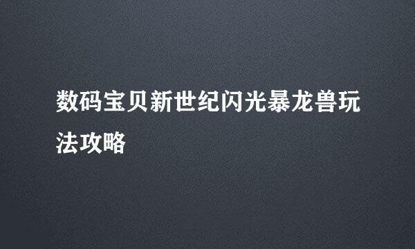 数码宝贝新世纪闪光暴龙兽玩法攻略