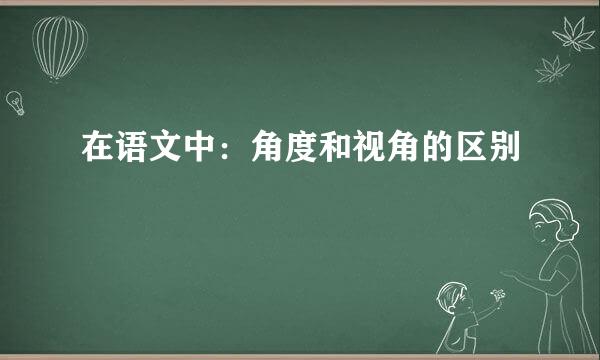 在语文中：角度和视角的区别