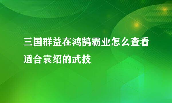 三国群益在鸿鹄霸业怎么查看适合袁绍的武技