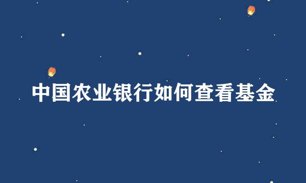 中国农业银行如何查看基金