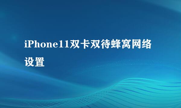 iPhone11双卡双待蜂窝网络设置