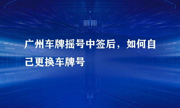 广州车牌摇号中签后，如何自己更换车牌号