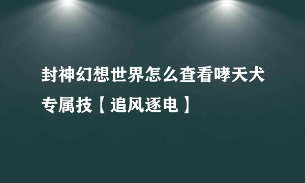 封神幻想世界怎么查看哮天犬专属技【追风逐电】