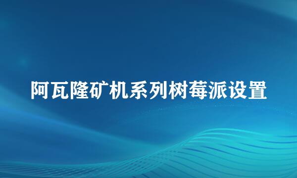 阿瓦隆矿机系列树莓派设置