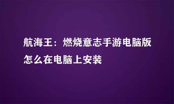 航海王：燃烧意志手游电脑版怎么在电脑上安装