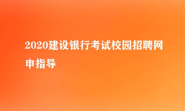 2020建设银行考试校园招聘网申指导